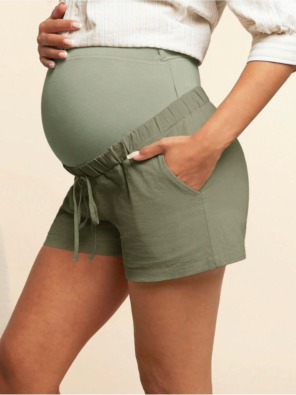 SHEIN Olive Green Maternity Drawstring Shorts